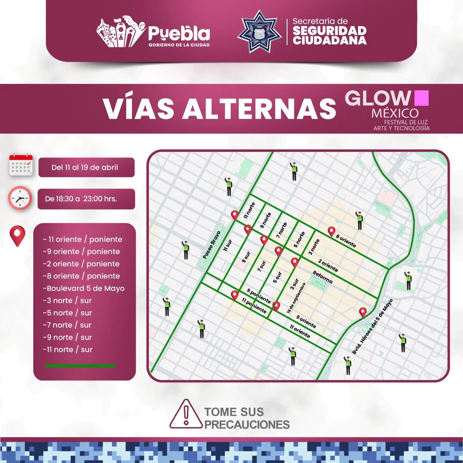 Anuncian rutas alternas por Festival Glow México