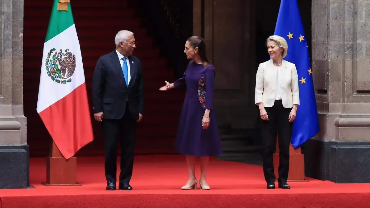 Claudia Sheinbaum recibe a líderes de la Unión Europea en Palacio Nacional