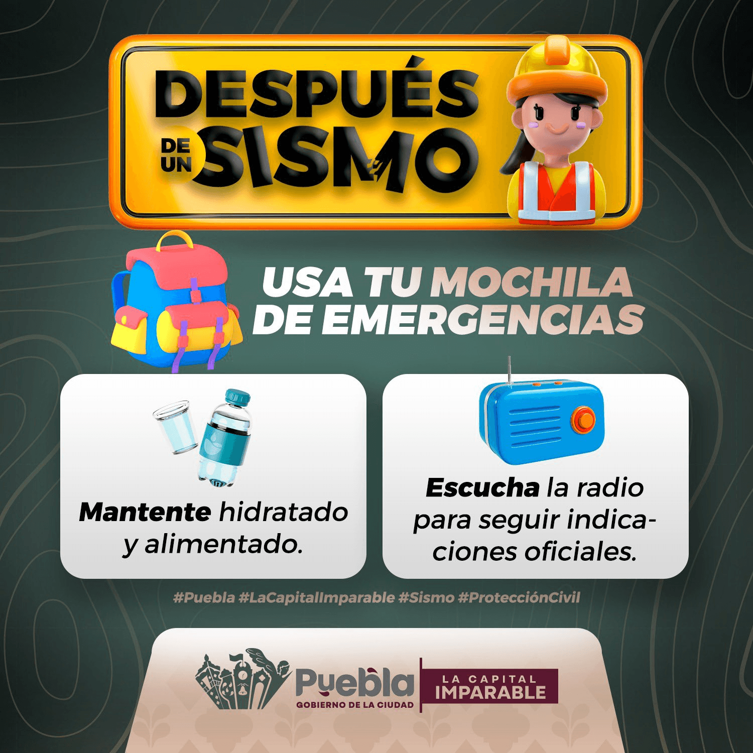 SGyDU refuerza recorridos y atención preventiva tras sismo en Puebla